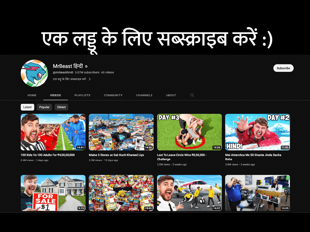 MrBeast Hindi – Youtube Channel